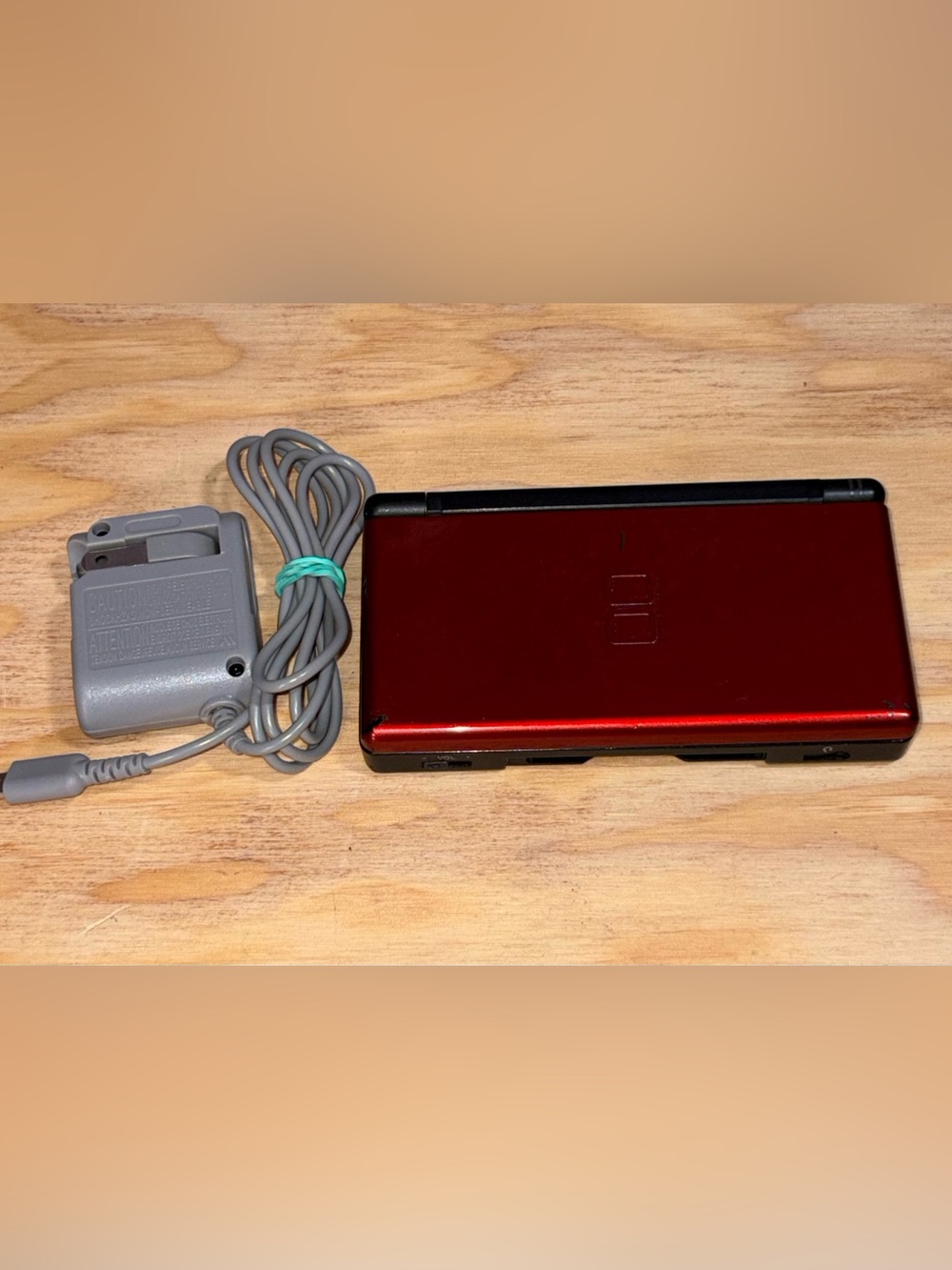 Nintendo Red DS Lite Handheld Console Parts or Repair, Battery & Charger